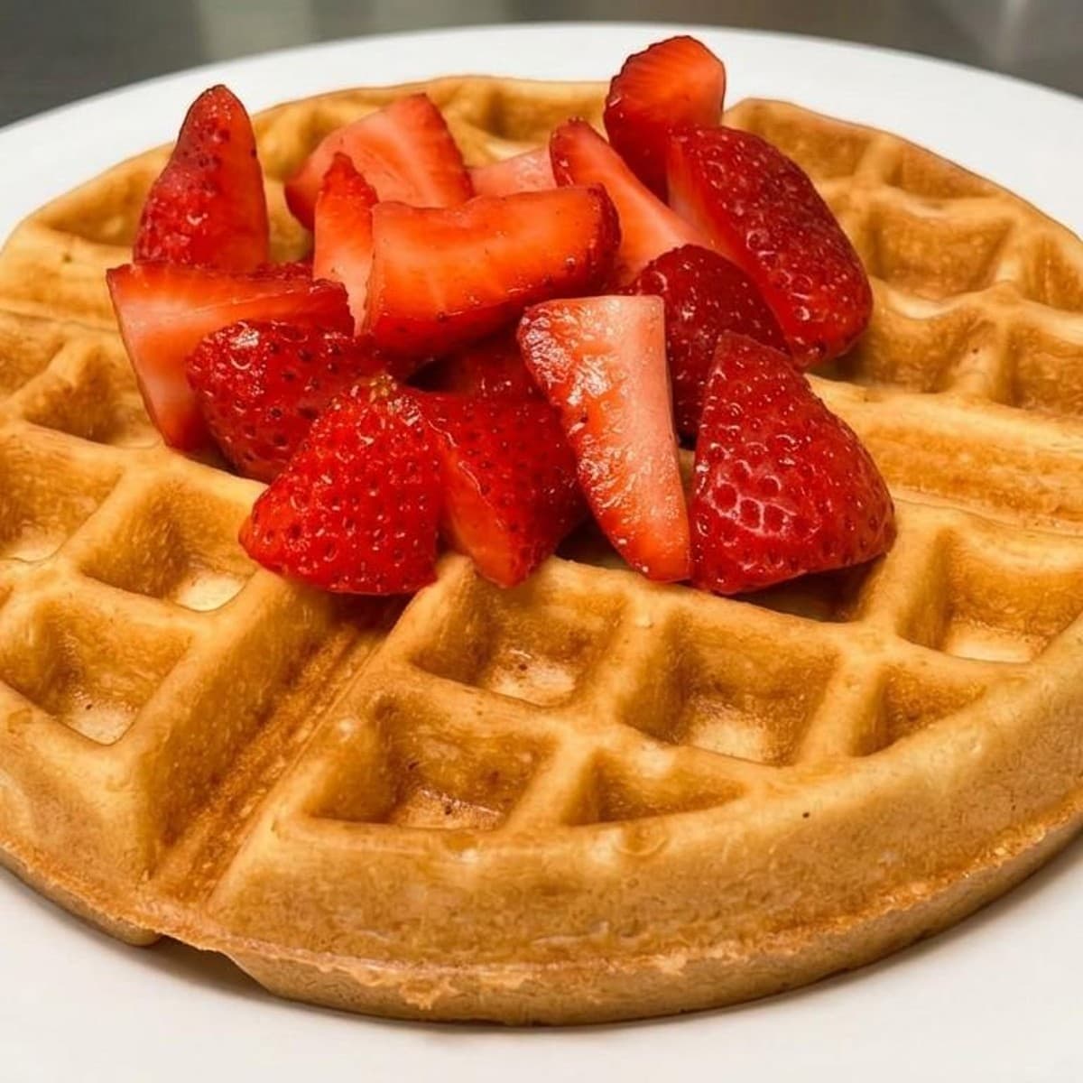 Plain Waffle — A classic waffle, with a fruit add-on available